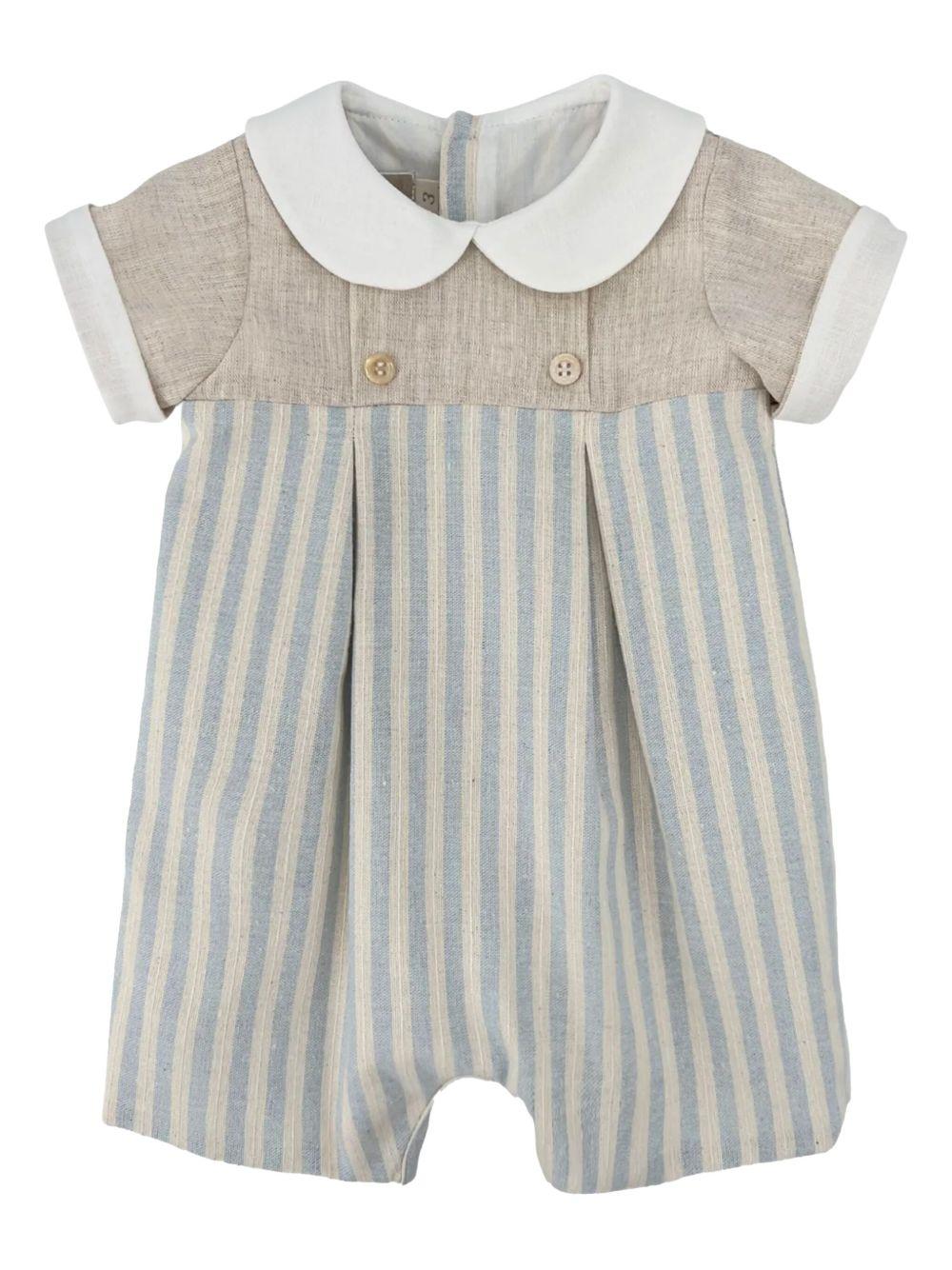 Pagliacetto neonato a righe verticali beige/celeste lino TBPG59 R38 LA STUPENDERIA KIDS 