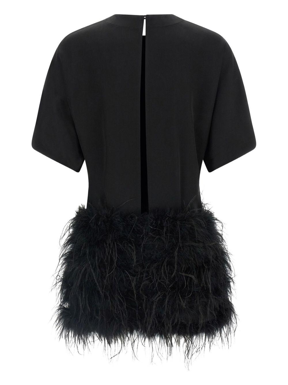 Abito nero con dettaglio in piume 105738A2UU Z99 PINKO 