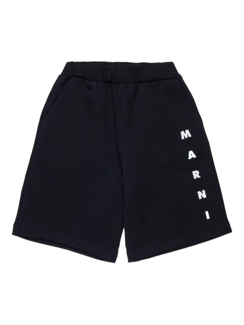 Bermuda in cotone con logo verticale M01823M00V0 0M900 MARNI KIDS 