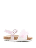 Sandali in pelle artificiale con glitter e volant