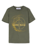 T-shirt verde stampa logo Compass