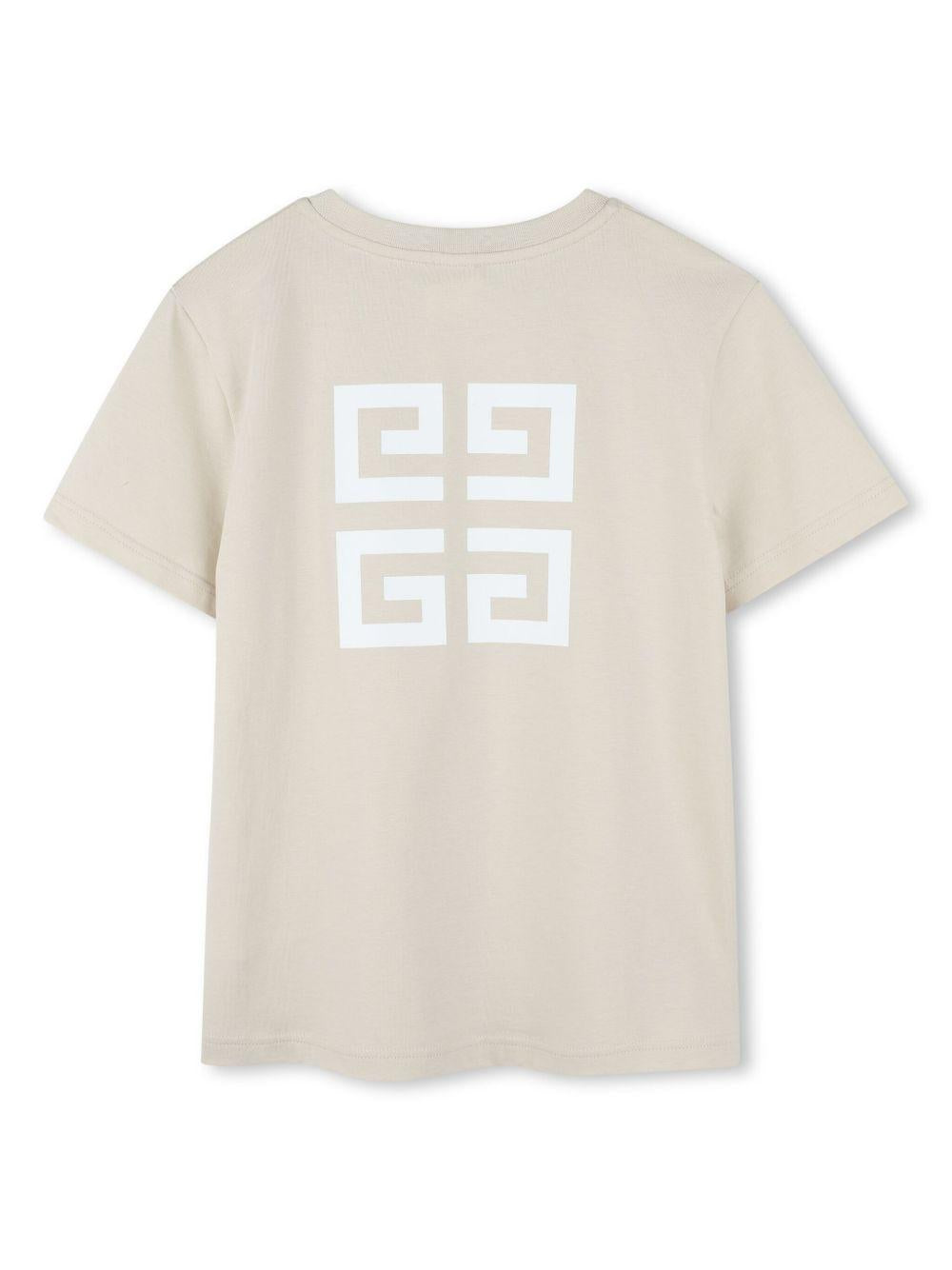 T-shirt basic crema logo frontale H30718 184 GIVENCHY KIDS 