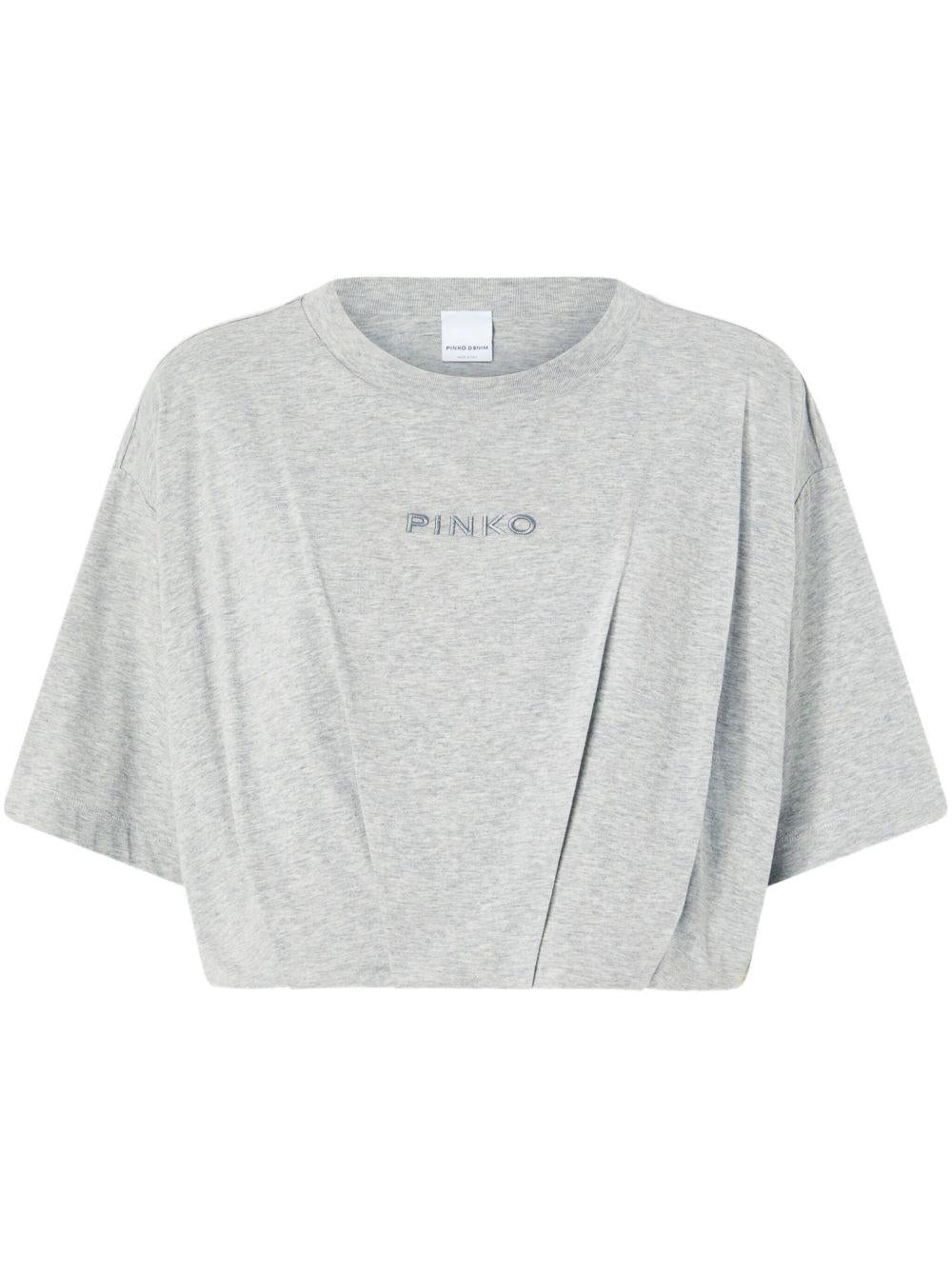 T-shirt crop torrone grigia 104257A2F8 I42 PINKO 