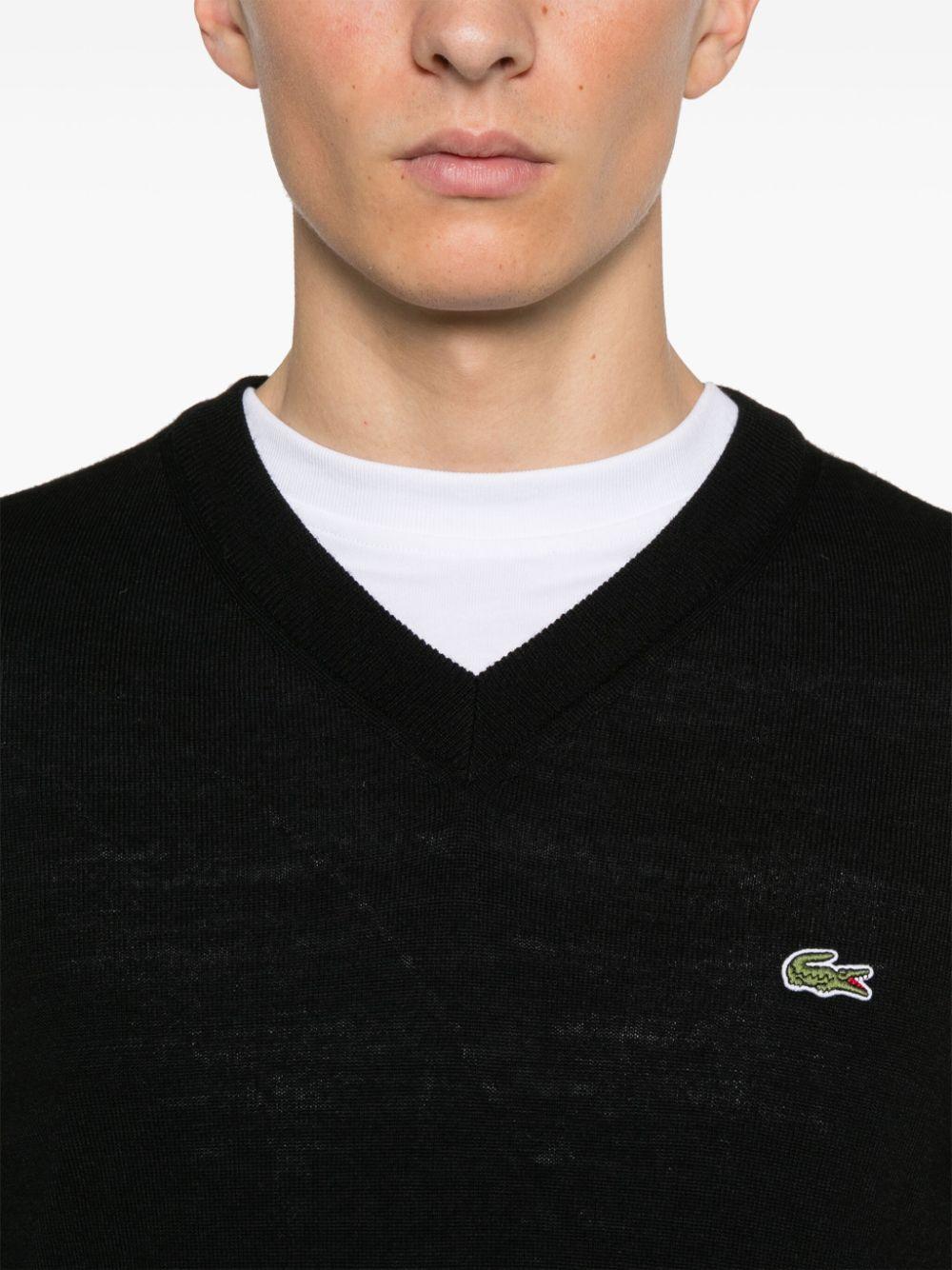 Maglione nero mini logo ricamo AH3221 031 LACOSTE 