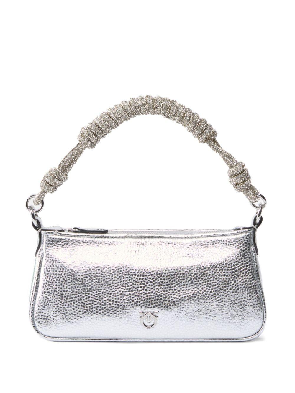 Borsa a spalla color argento in pelle con chiusura con zip 105915A2WD ZZFN PINKO 