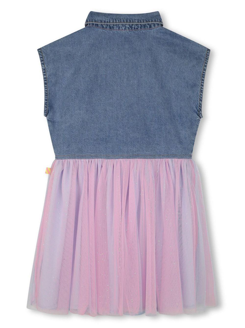 Abito in denim e tulle lilla