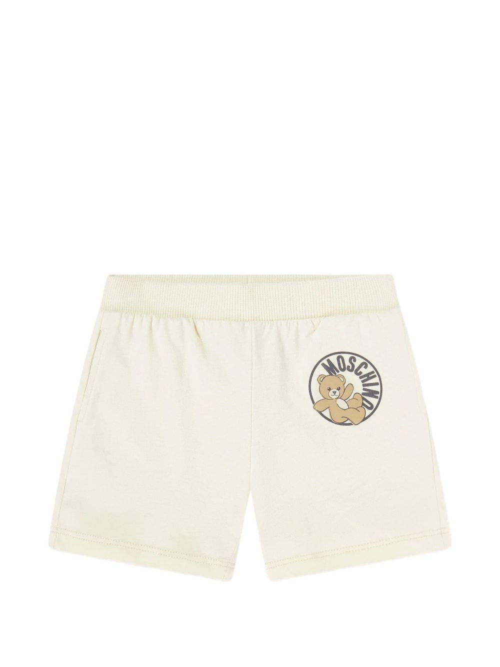 Completo t-shirt e shorts in cotone con patch logo M6G00MLAA03 84313 MOSCHINO KIDS 