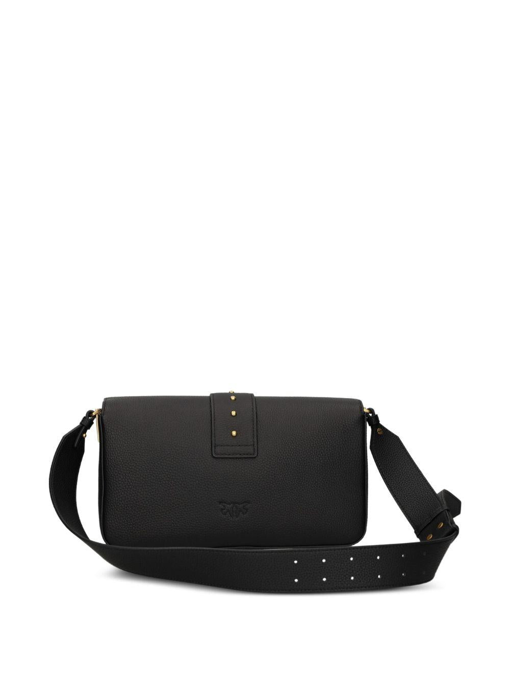 Borsa nera con borchie e patta frontale 104524A2OX Z99Q PINKO 