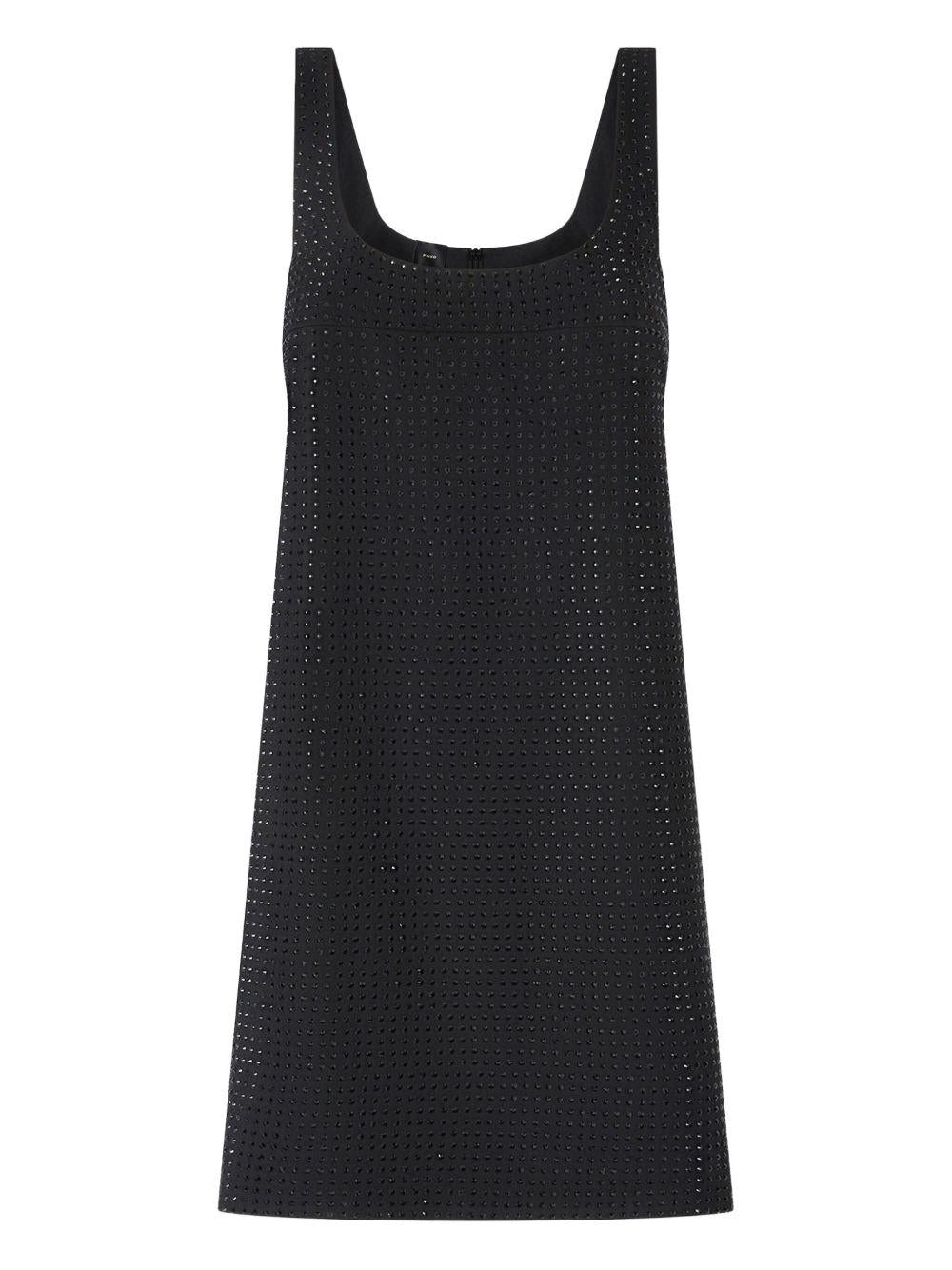 Abito corto nero con scollo quadrato e decorazione 105927A287 Z99 PINKO 