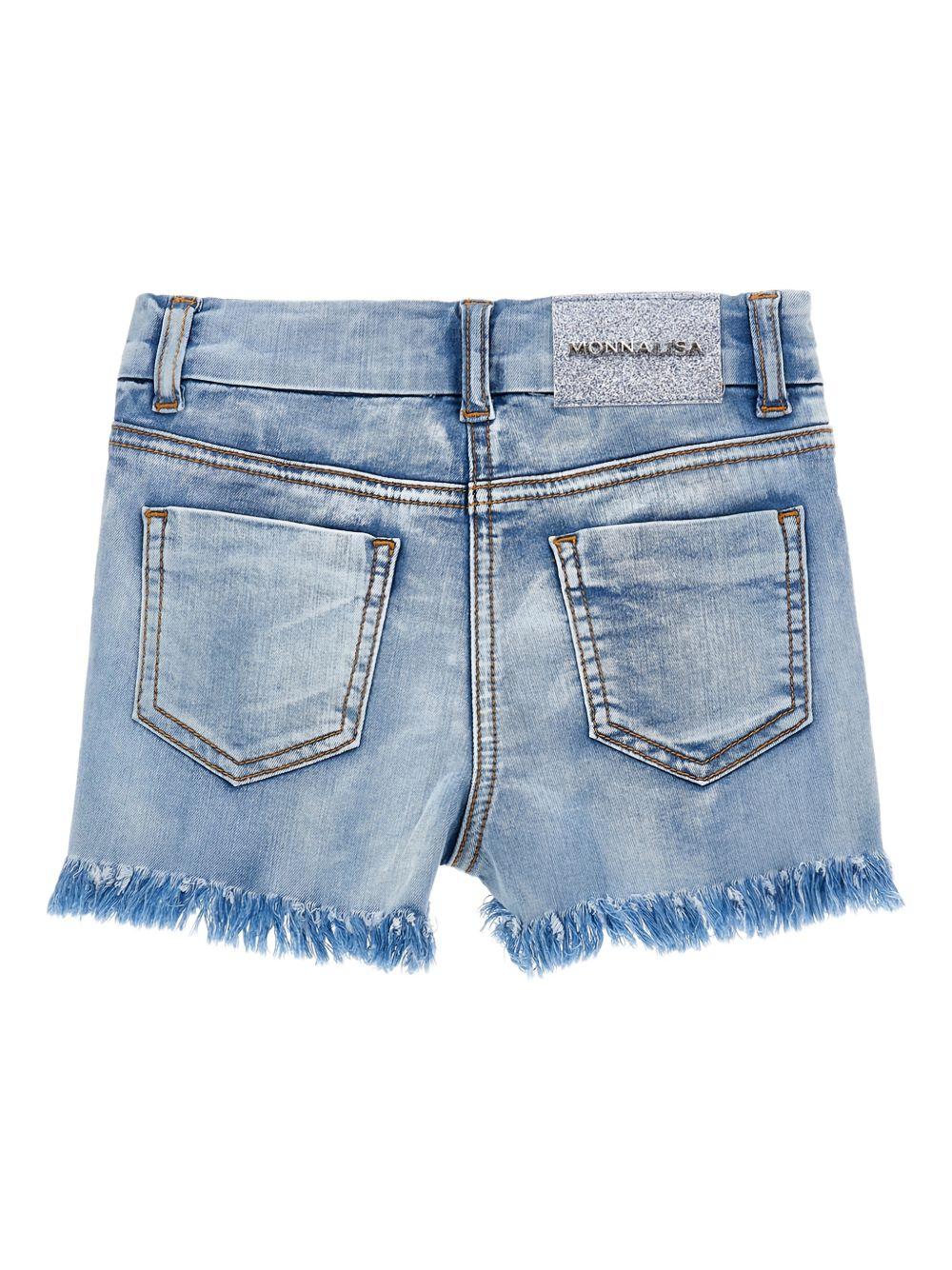 Shorts in denim con ricami floreali 19G4167013 0062 MONNALISA KIDS 