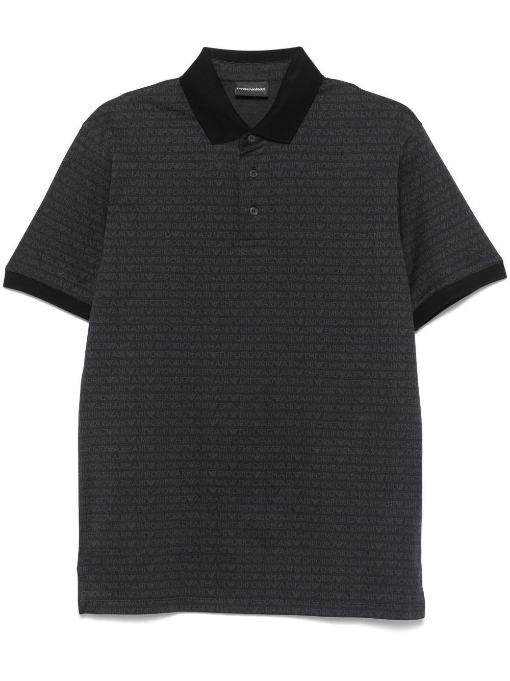 Polo nero logo all-over