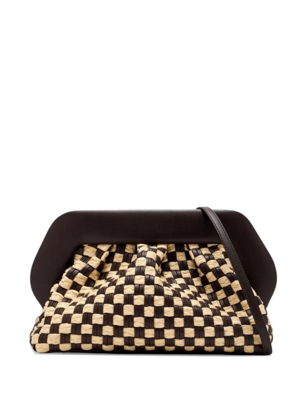 Borsa tia micro weaved staw testa di moro e rafia