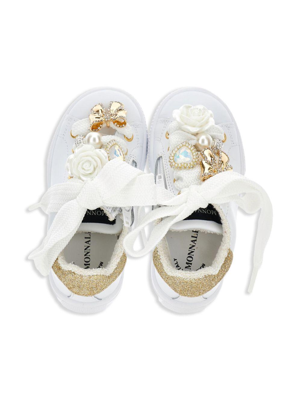 Sneakers con Applicazioni Floreali e Suola Piatta 8CF0166722 0173 MONNALISA KIDS 