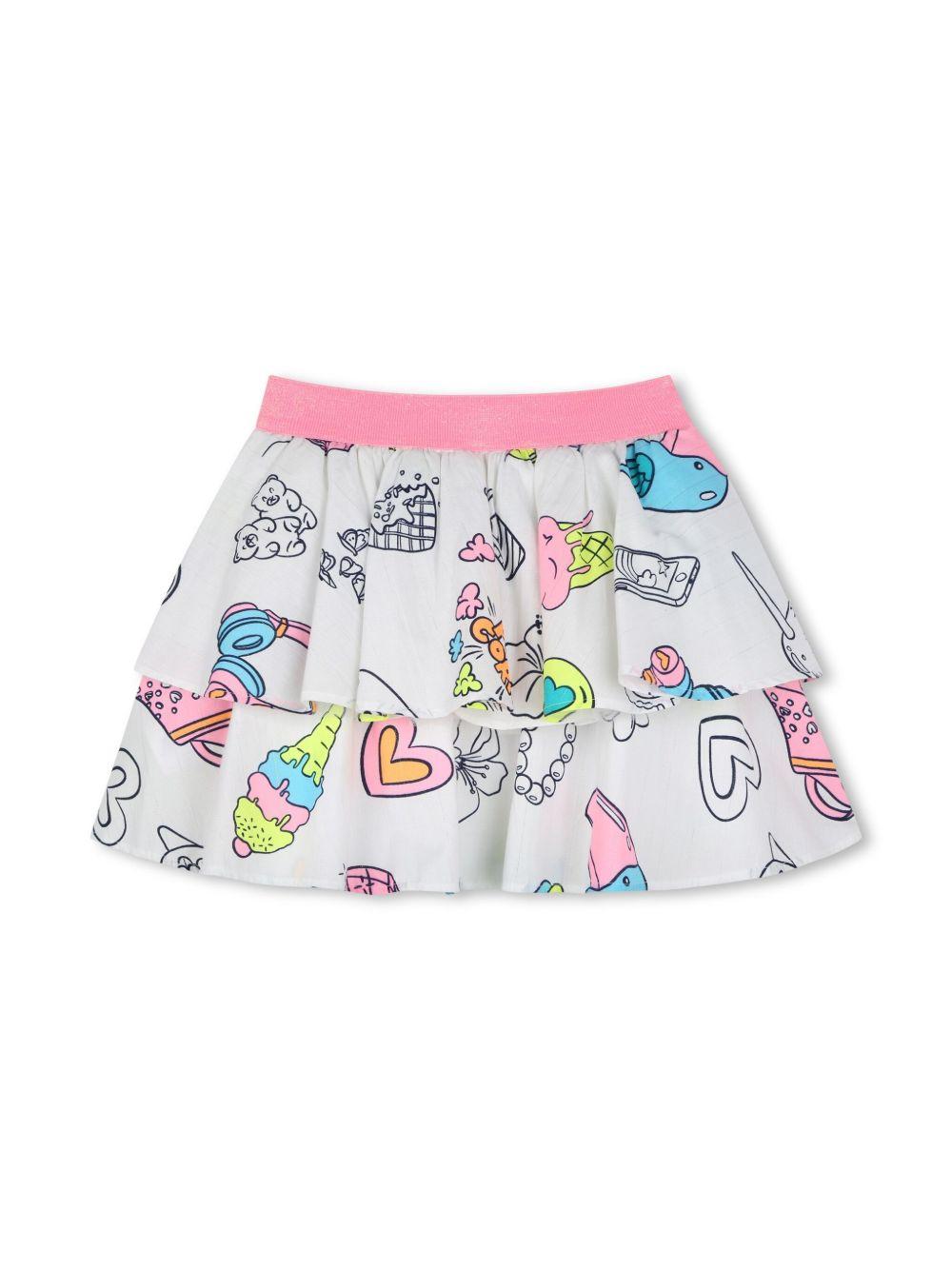 Gonna con calze e stampa multicolor