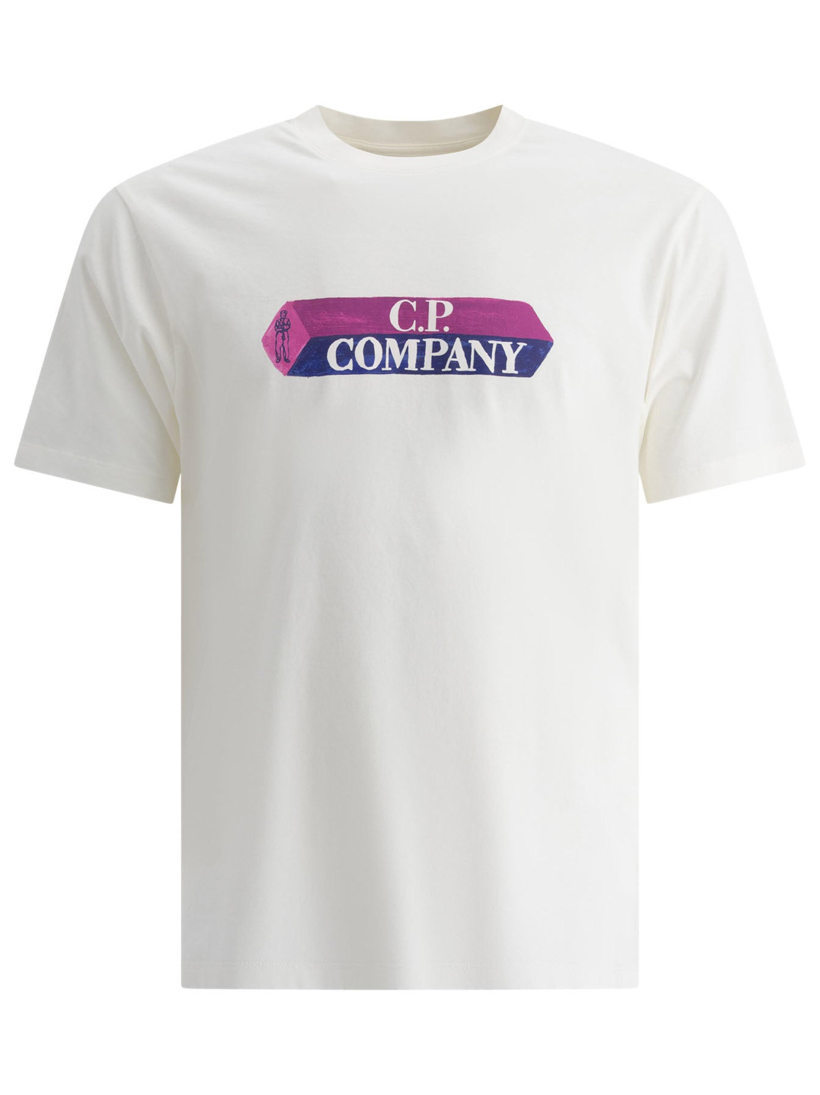 T-shirt bianca logo cubo 3D 17CMTS166A006586W 103 CP COMPANY 