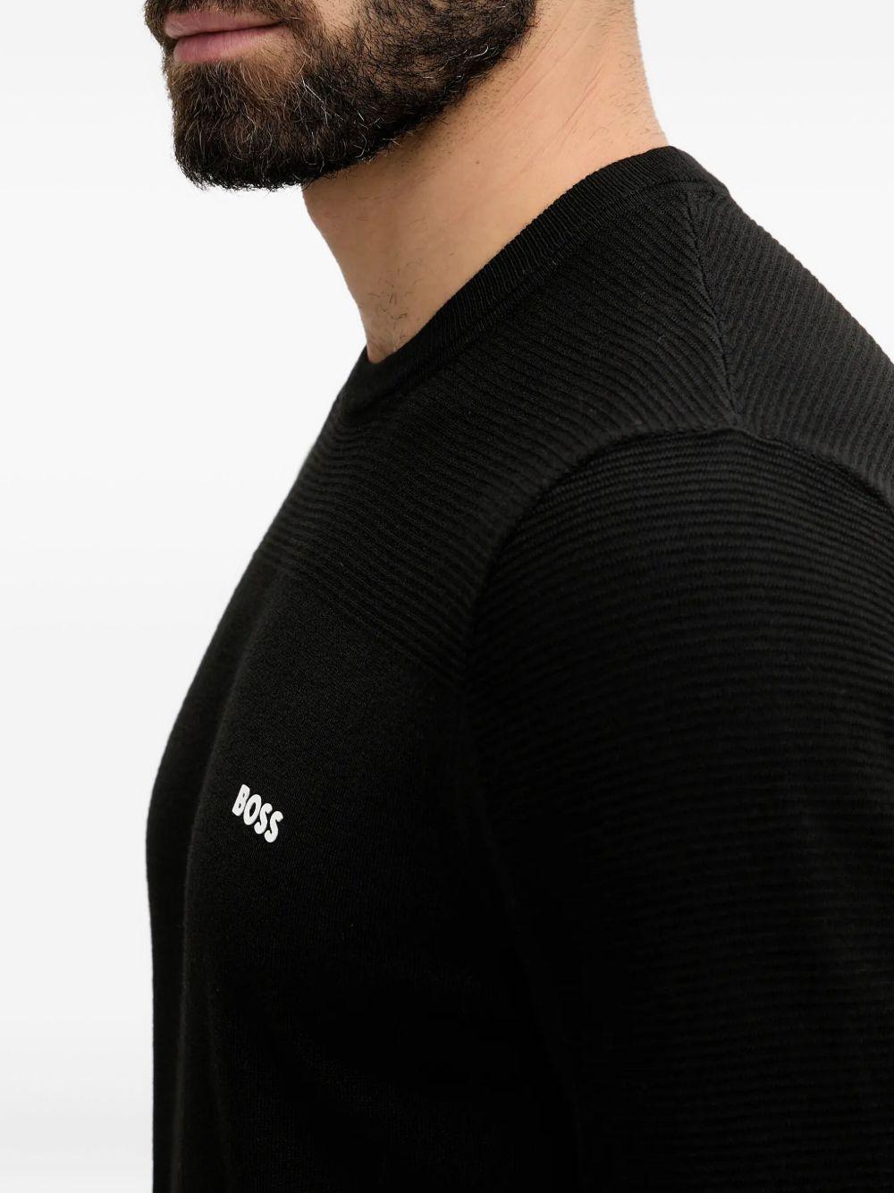 Maglia girocollo con pannelli a coste 50547507 001 BOSS 
