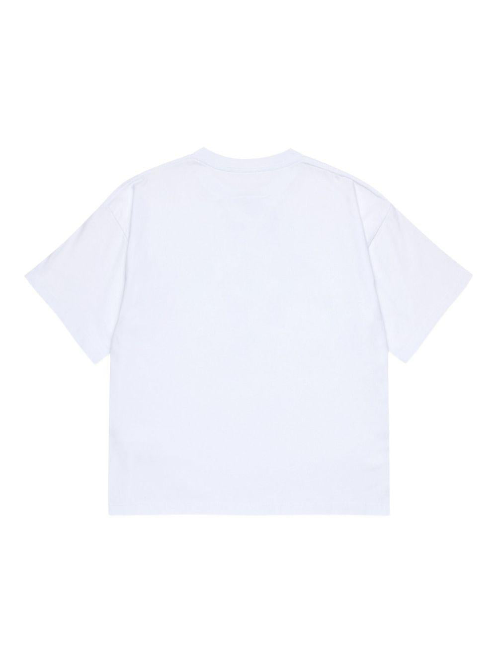 T-shirt bianca con stampa logo e scollo rotondo M60907MM04I M6100 MM6 MAISON MARGIELA KIDS 