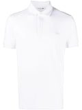 White polo shirt with tone-on-tone embroidery logo