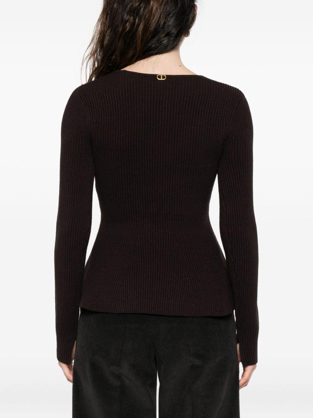 Maglione Marrone Scuro con Scollo a V 252TT3141 11054 TWINSET 