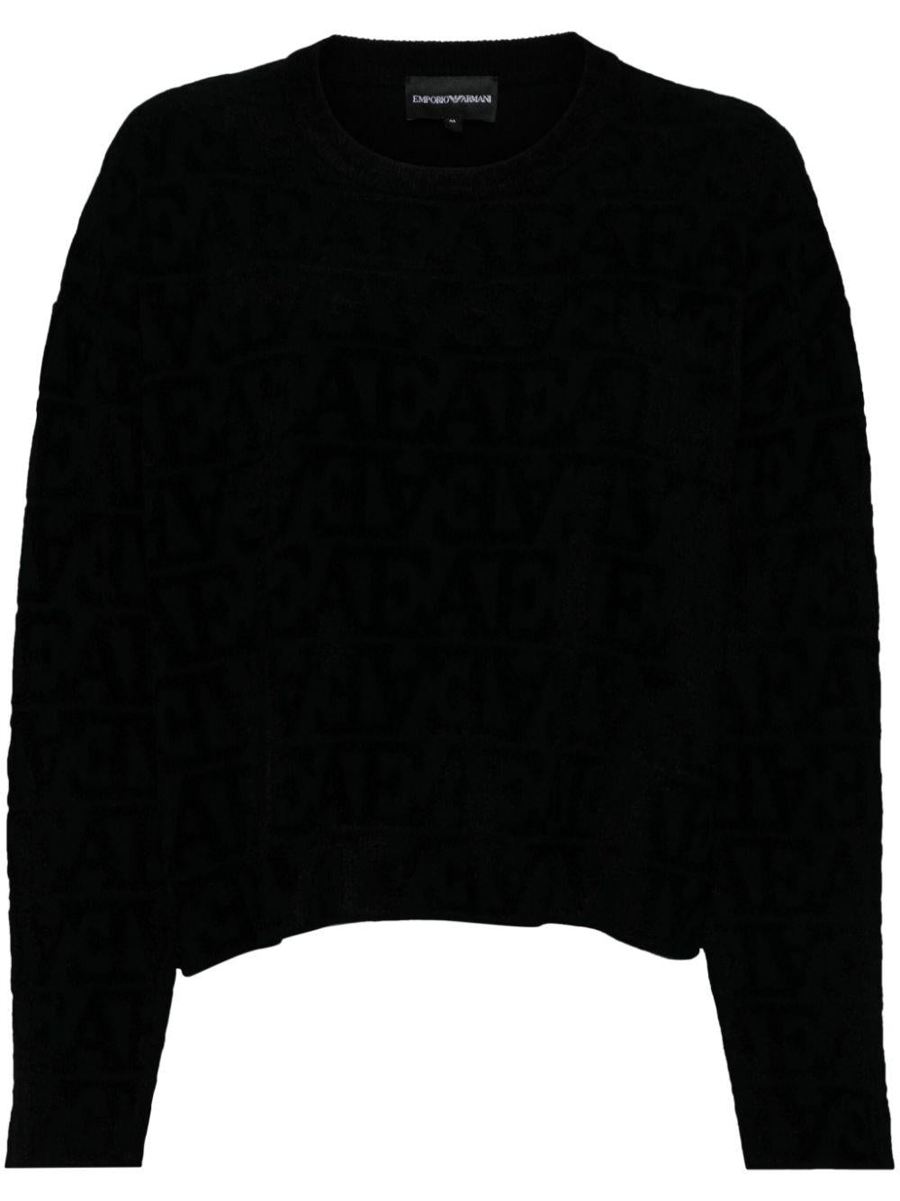 Maglione nero logo monogram all-over