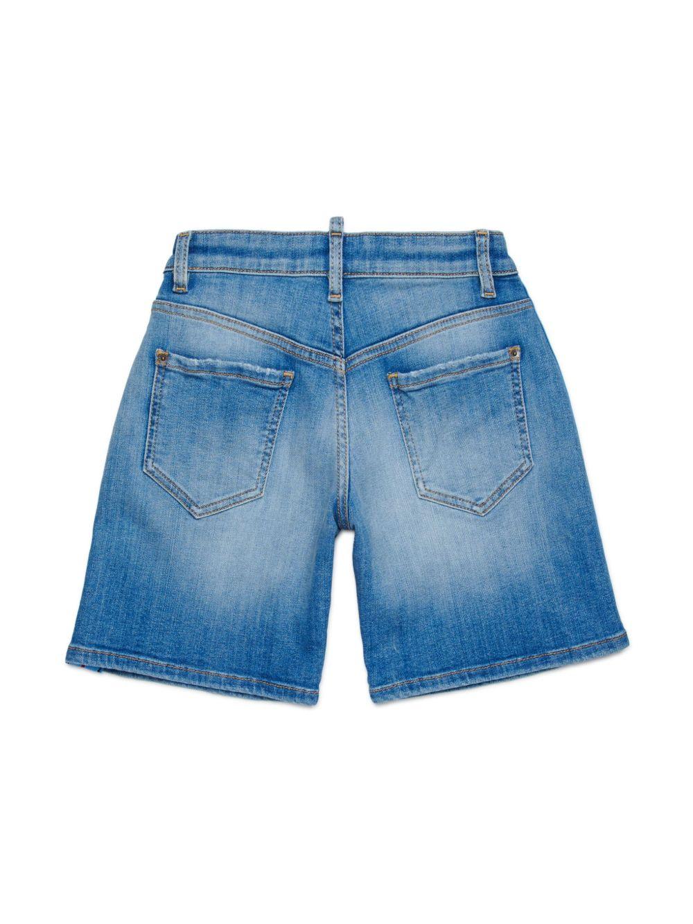 Bermuda in denim con bande laterali