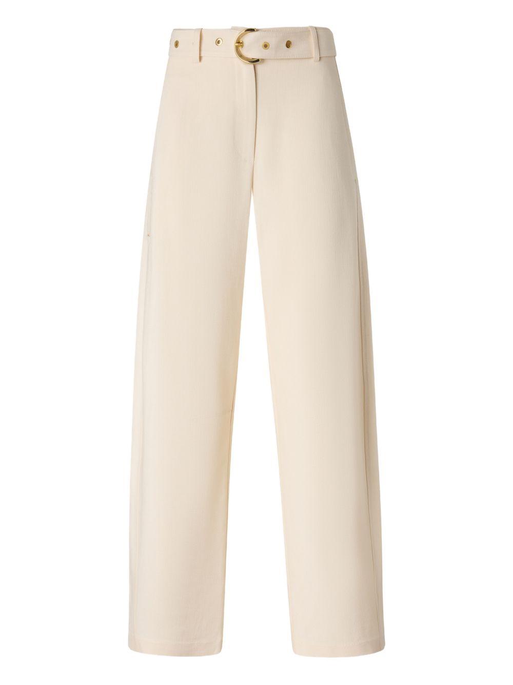 Pantaloni in viscosa a gamba dritta con cintura 106492A2W6 C00 PINKO 