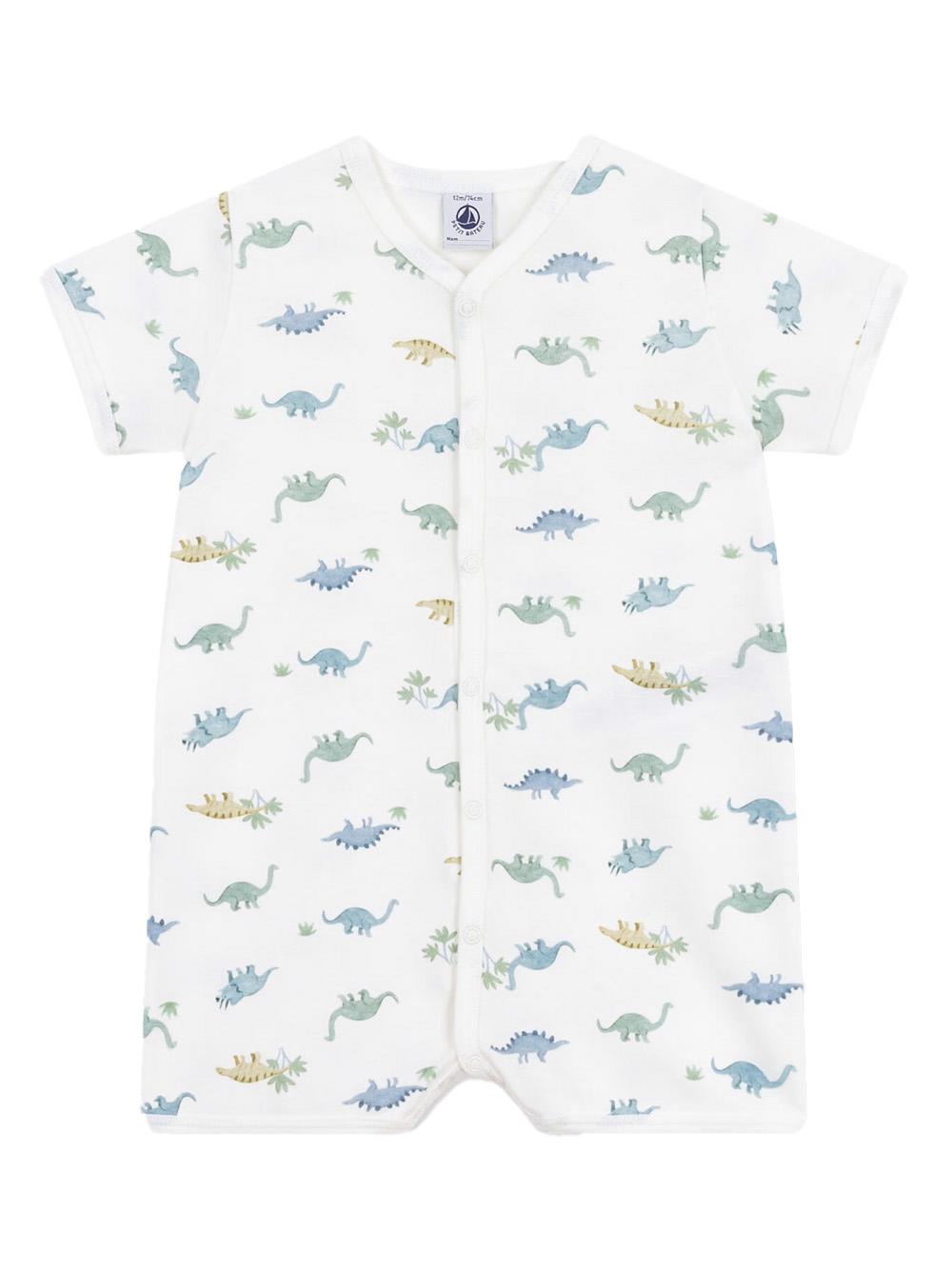 Tutina corta in cotone con fantasia dinosauri A0CU4 01 PETIT BATEAU KIDS 
