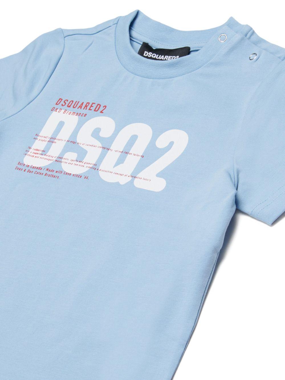 Completo t-shirt e shorts in cotone con logo DQ3249D008J DQ814 DSQUARED KIDS 