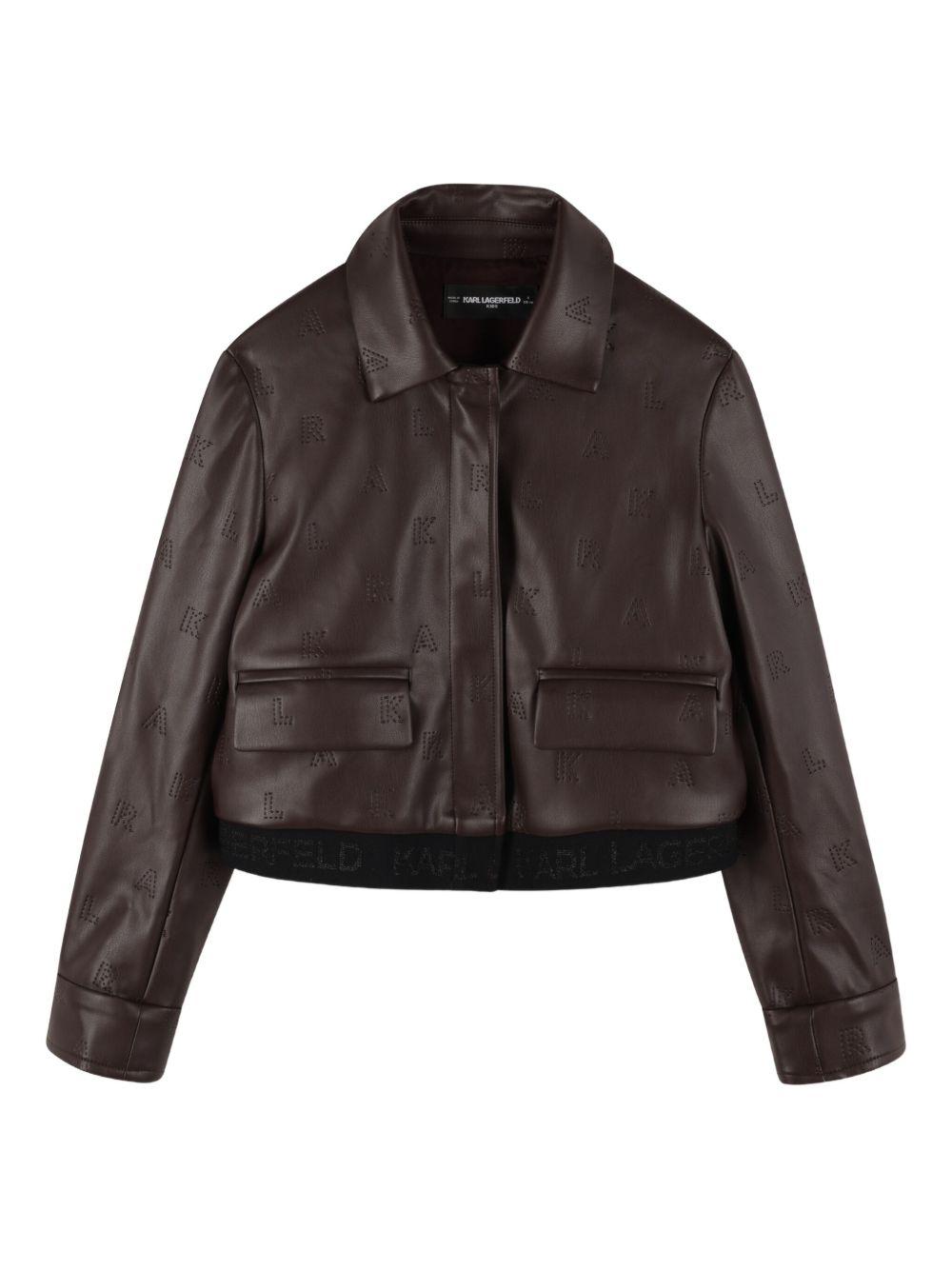 Giacca marrone con logo Z30607 321 KARL LAGERFELD KIDS 
