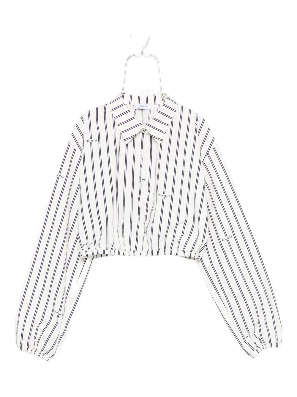 Camicia crop bianca a righe KFCA011CCR012 D447 PINKO UP 