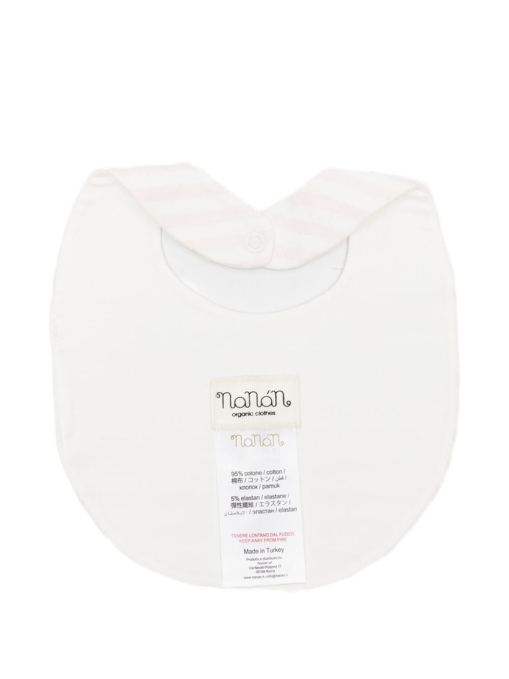 Bavaglino a righe in cotone con chiusura a bottoni E26406 ROSA NANAN KIDS 