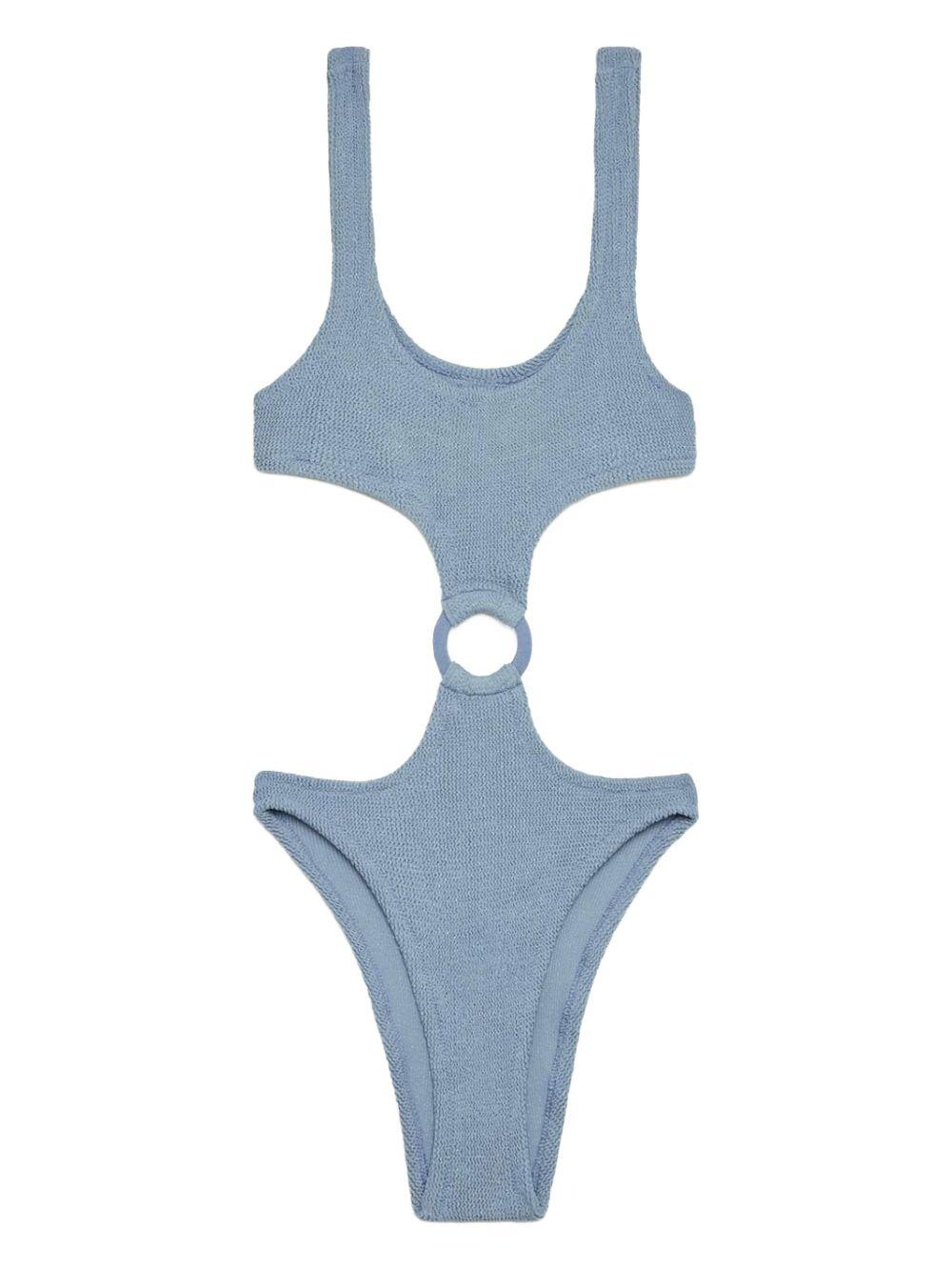 Costume intero azzurro cut-out Laurel in crinkle lurex LAU0002 00301H MC2 SAINT BARTH 