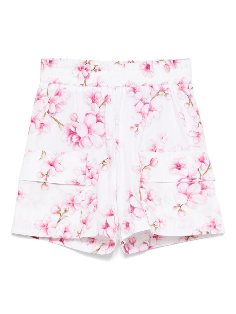 Short bianco e rosa fantasia floreale