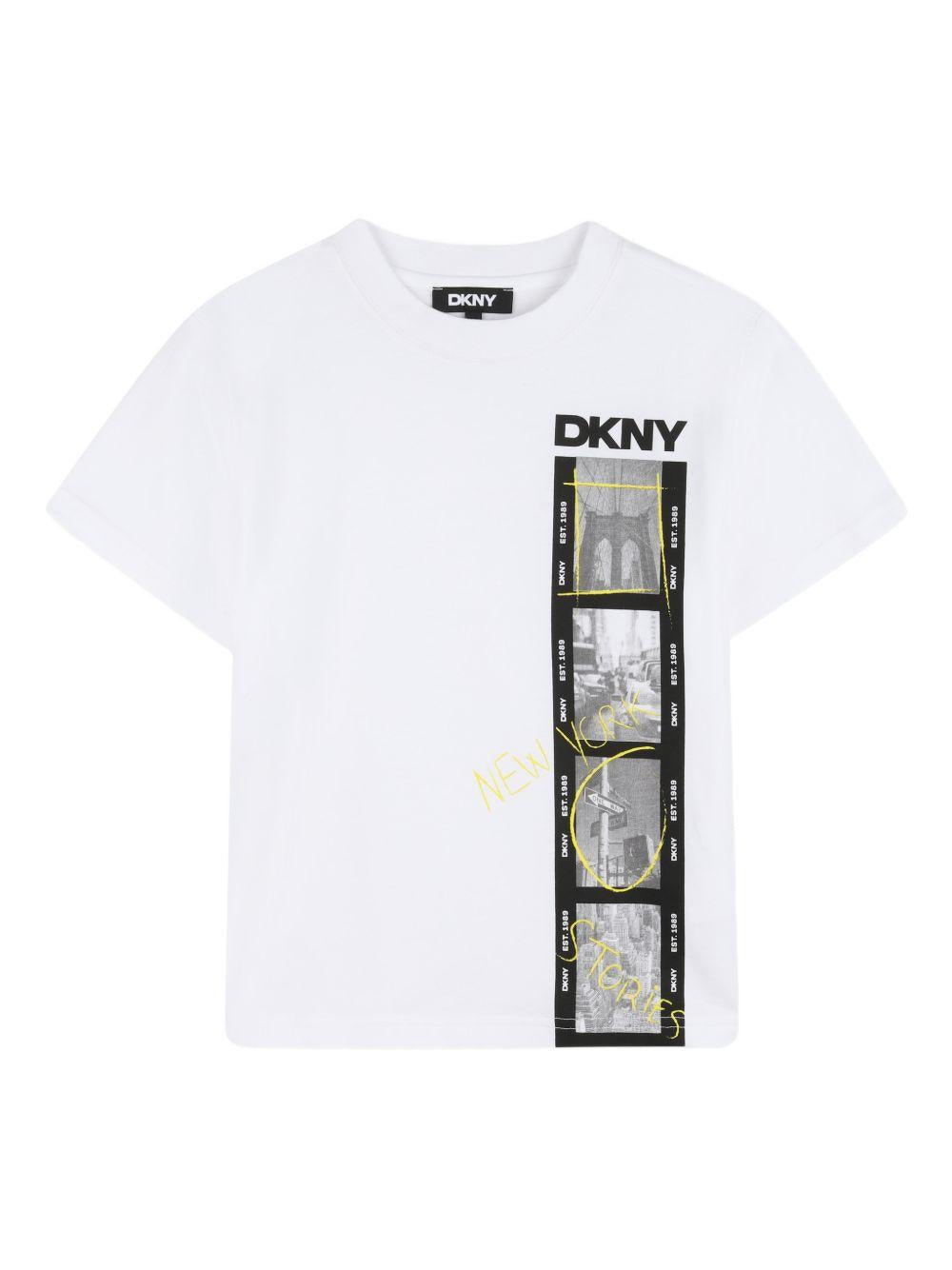 T-shirt in poliestere con stampa fotografica D62536 10P DKNY KIDS 