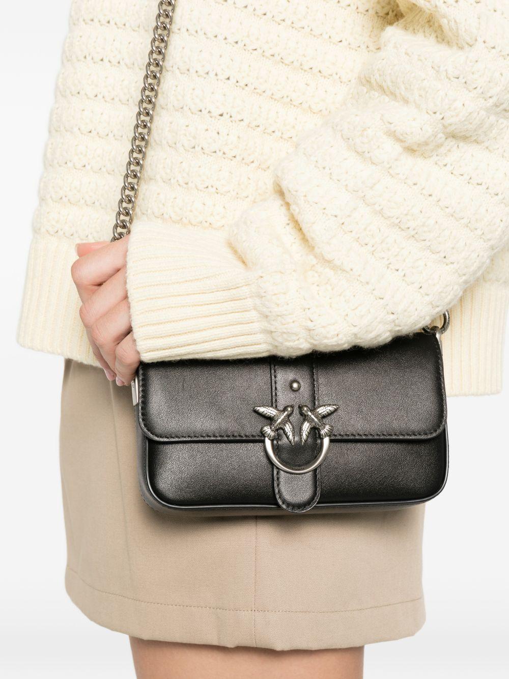 Borsa a tracolla in pelle con fibbia a rondini 105353A0QO Z99O PINKO 