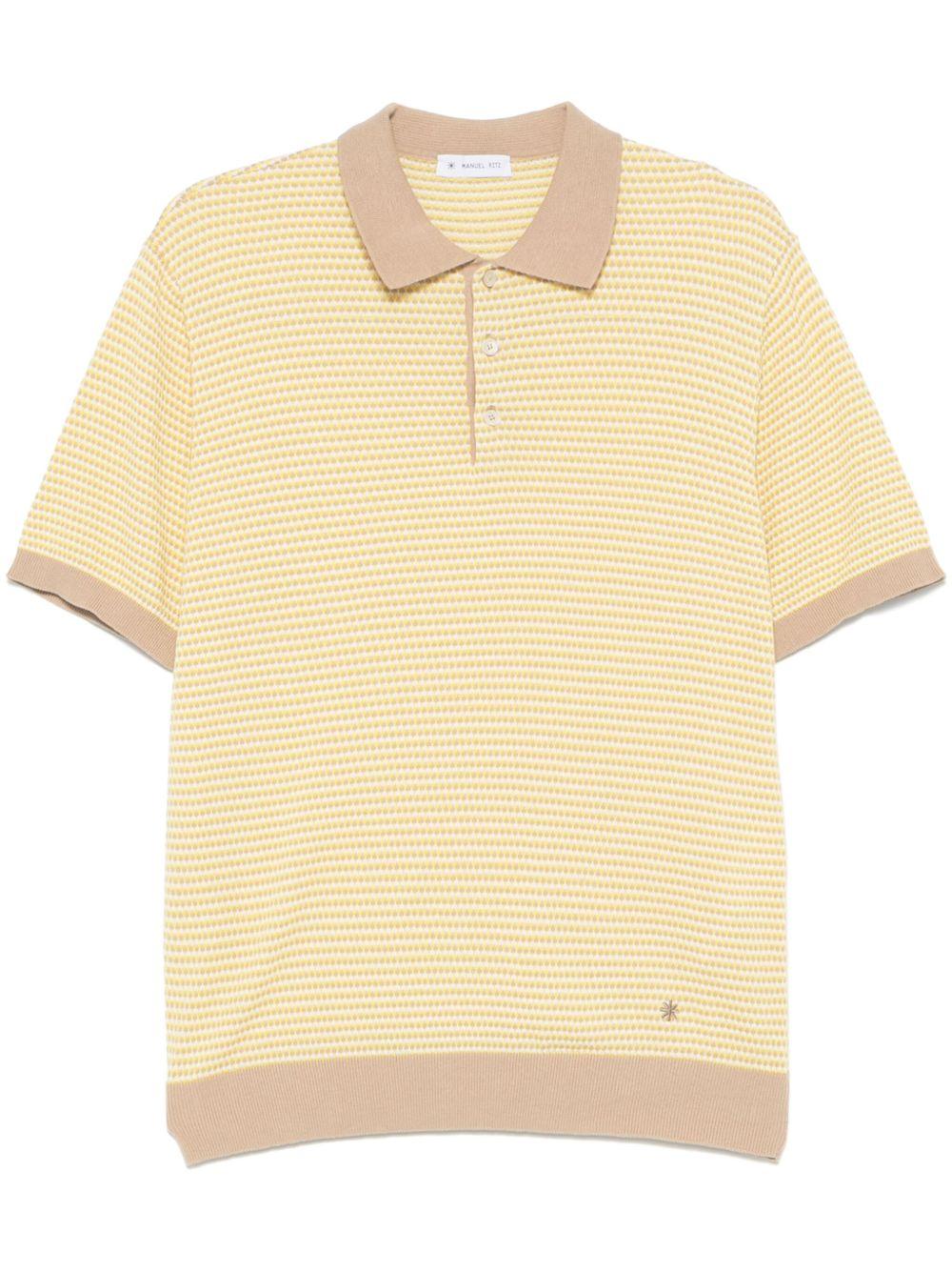 Polo gialla e beige micro fantasia
