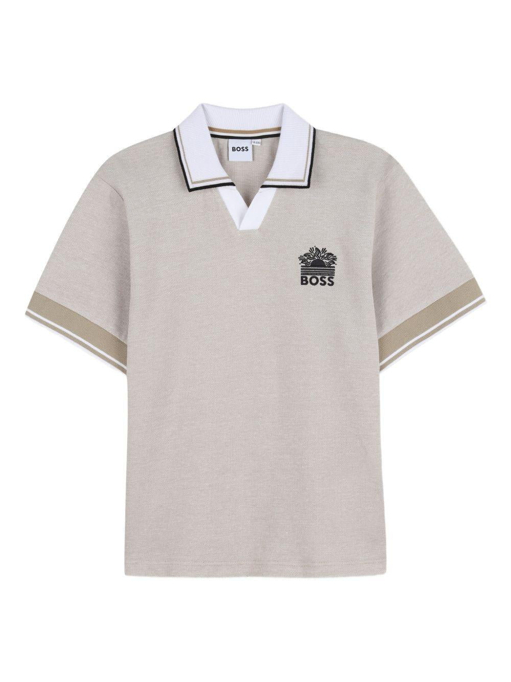 Polo a maniche corte con logo ricamato J53075 249 BOSS KIDSWEAR 
