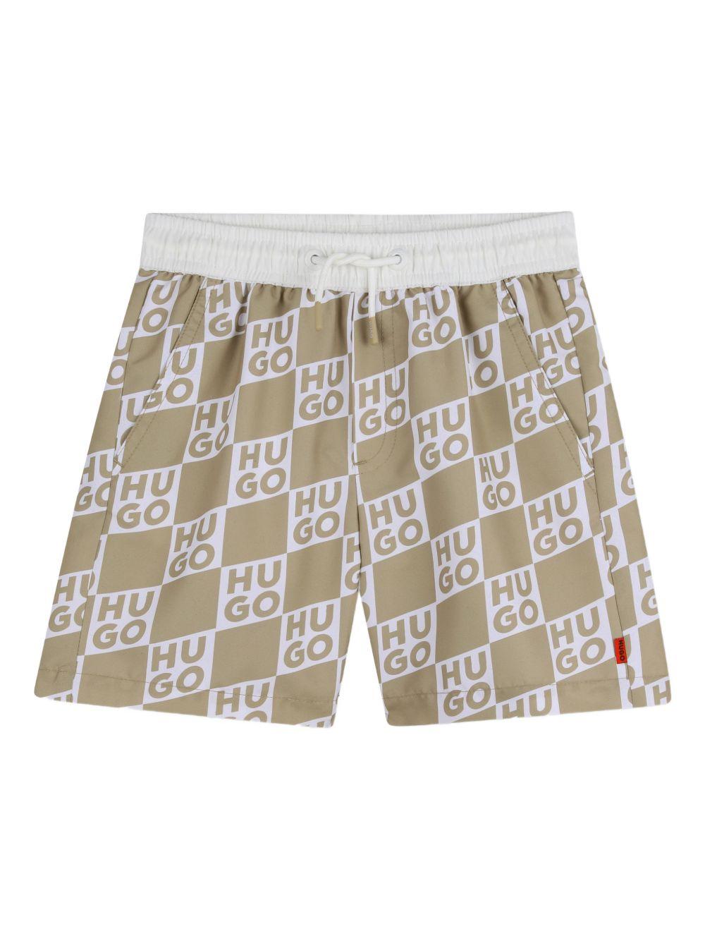 Shorts da bagno stampa a scacchi G00979 23B HUGO KIDS 