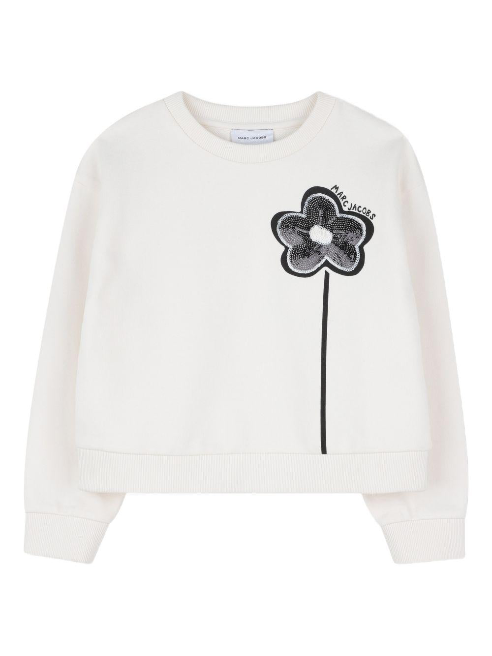 Felpa in cotone girocollo con applicazione fiore W60749 126 MARC JACOBS KIDS 