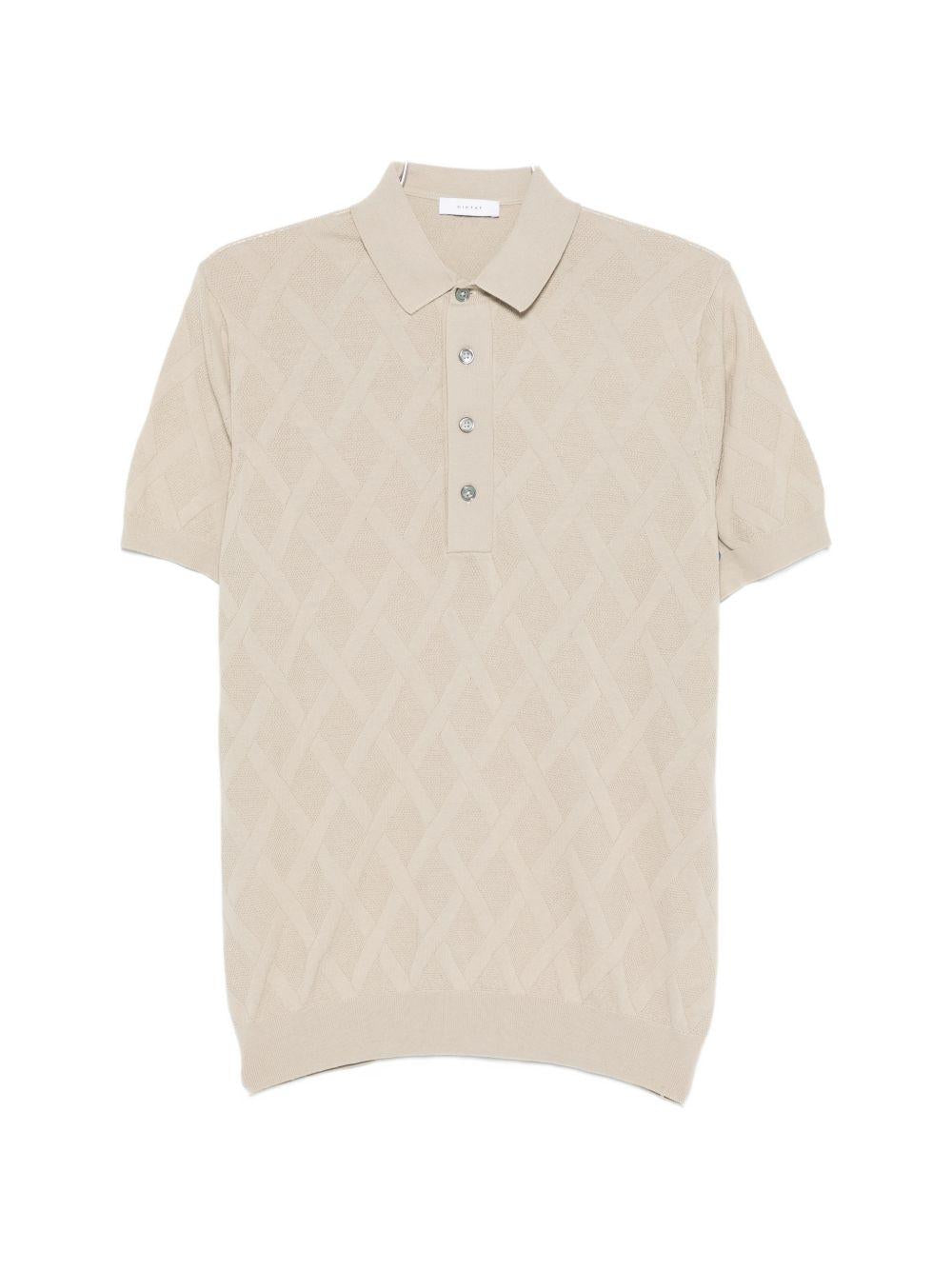 Polo in cotone a rombi con maniche corte DK17019B SABBIA DIKTAT 