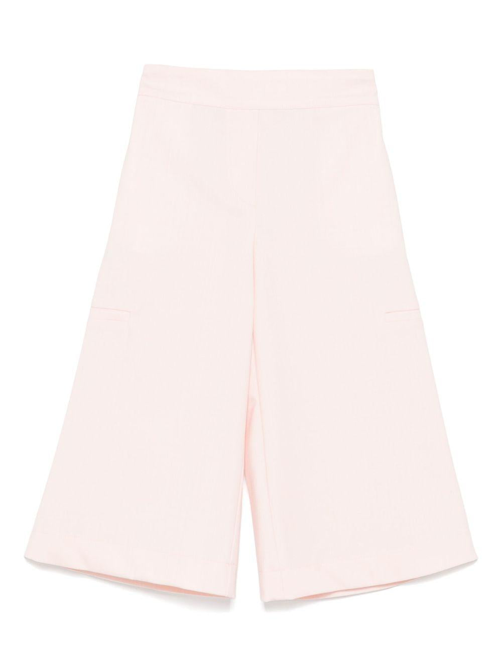 Pantalone a gamba ampia  rosa con ricamo