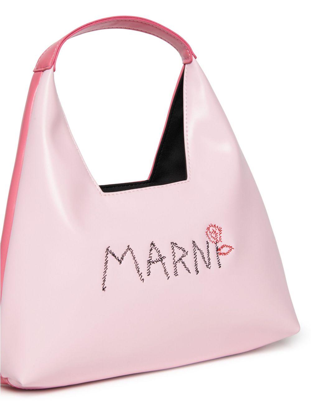 Borsa rosa bicolor logo ricamato