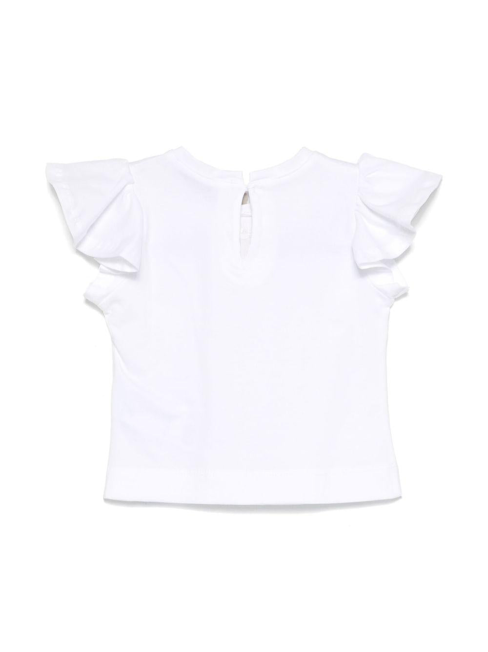 T-shirt bianca neonata con margherite