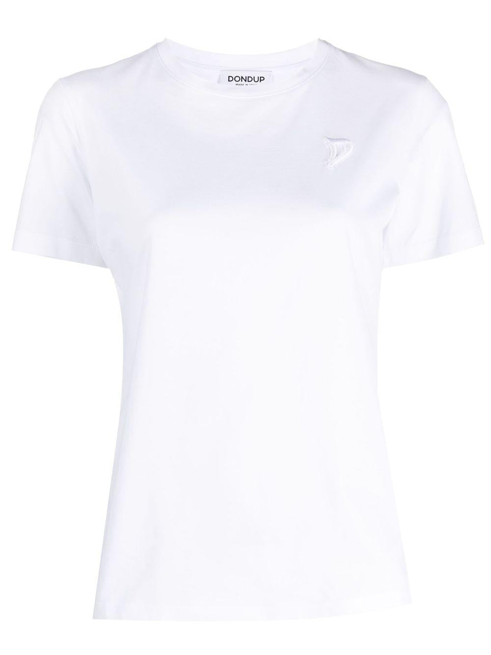 T-shirt bianca regular fit logo ricamo