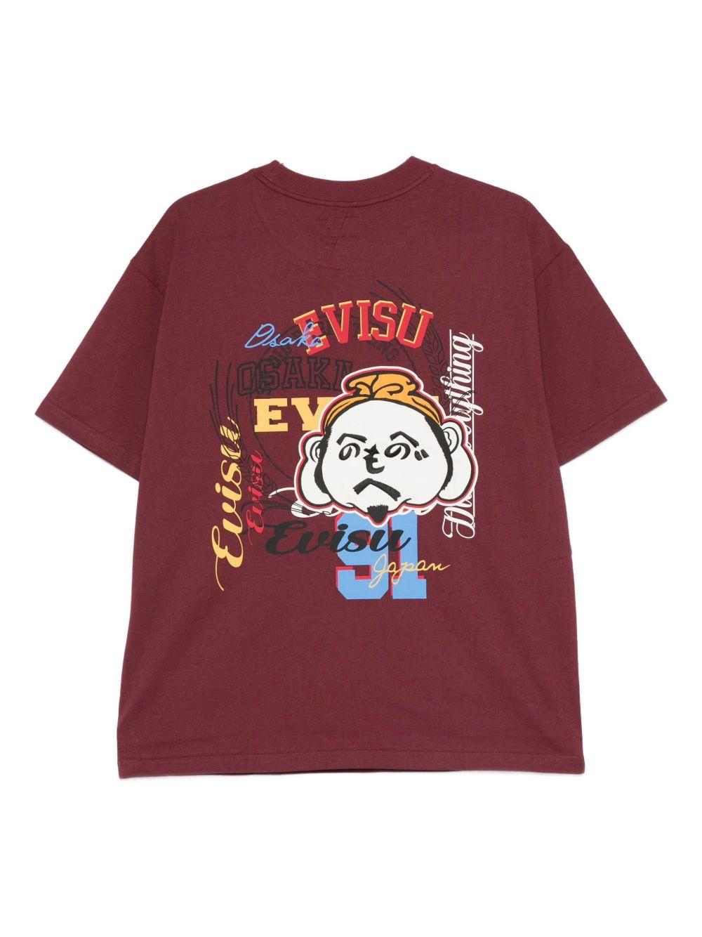 T-shirt girocollo a Maniche Corte 2EAHTM5TS1168 BURGUNDY EVISU 