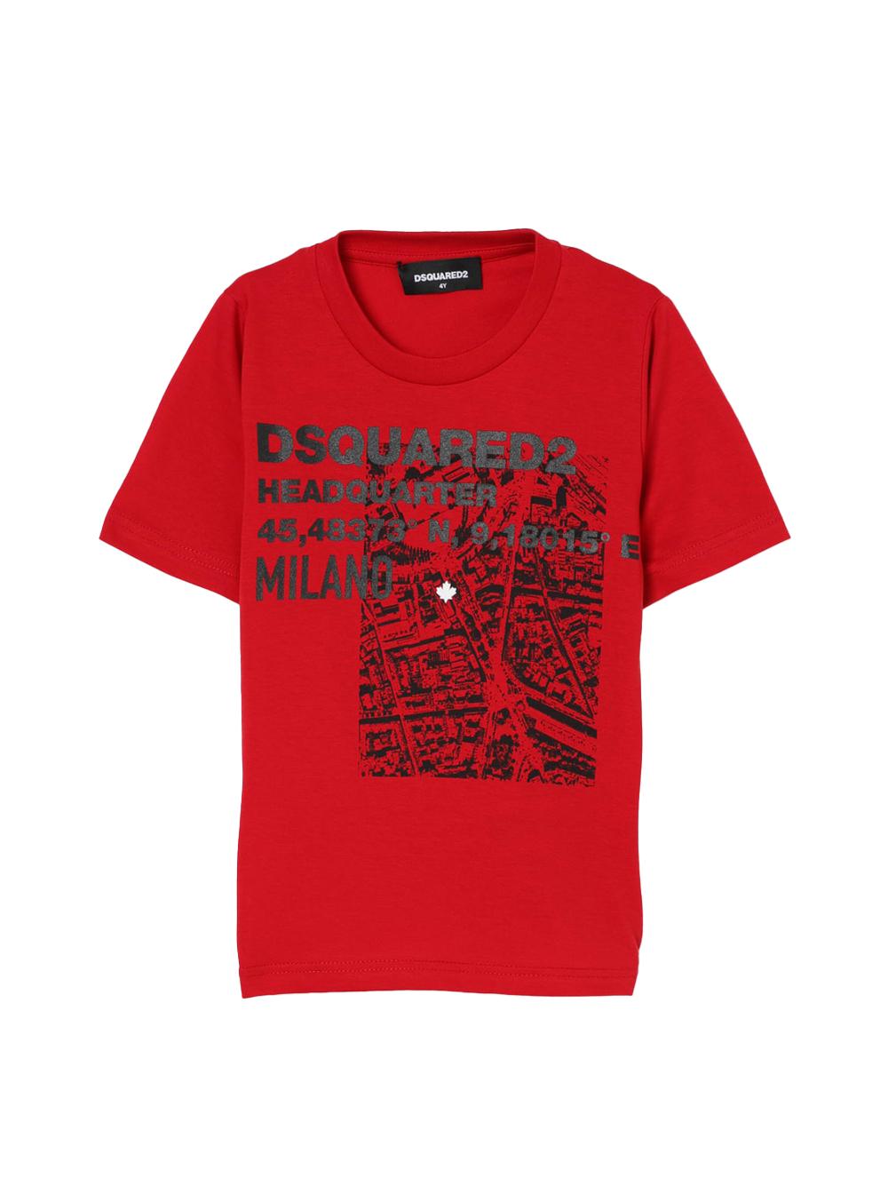 T-shirt rossa stampa frontale Milano