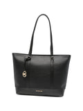 Borsa shopping in pelle con charm logo