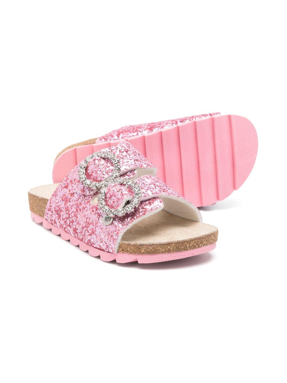 Ciabatta doppia fascia glitter rosa