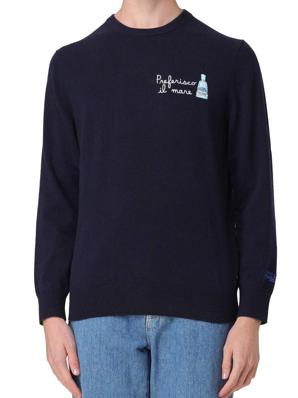 Maglione Blu Navy con Ricamo e Girocollo HER0005 03455G MC2 SAINT BARTH 