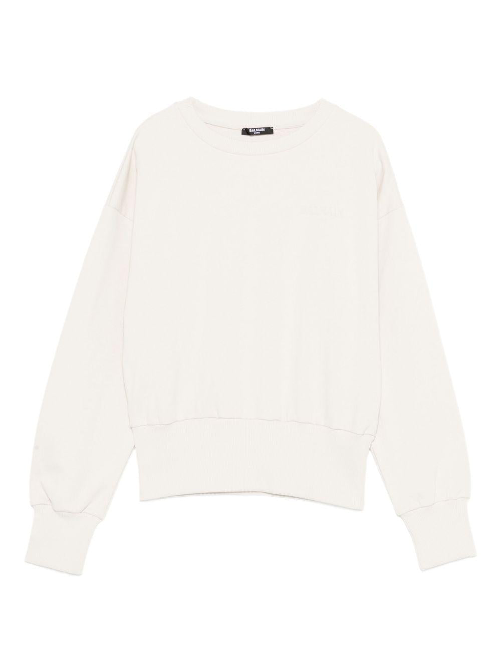 Felpa Beige con Logo Ricamato BX4A10Z3183 107BG BALMAIN KIDS 